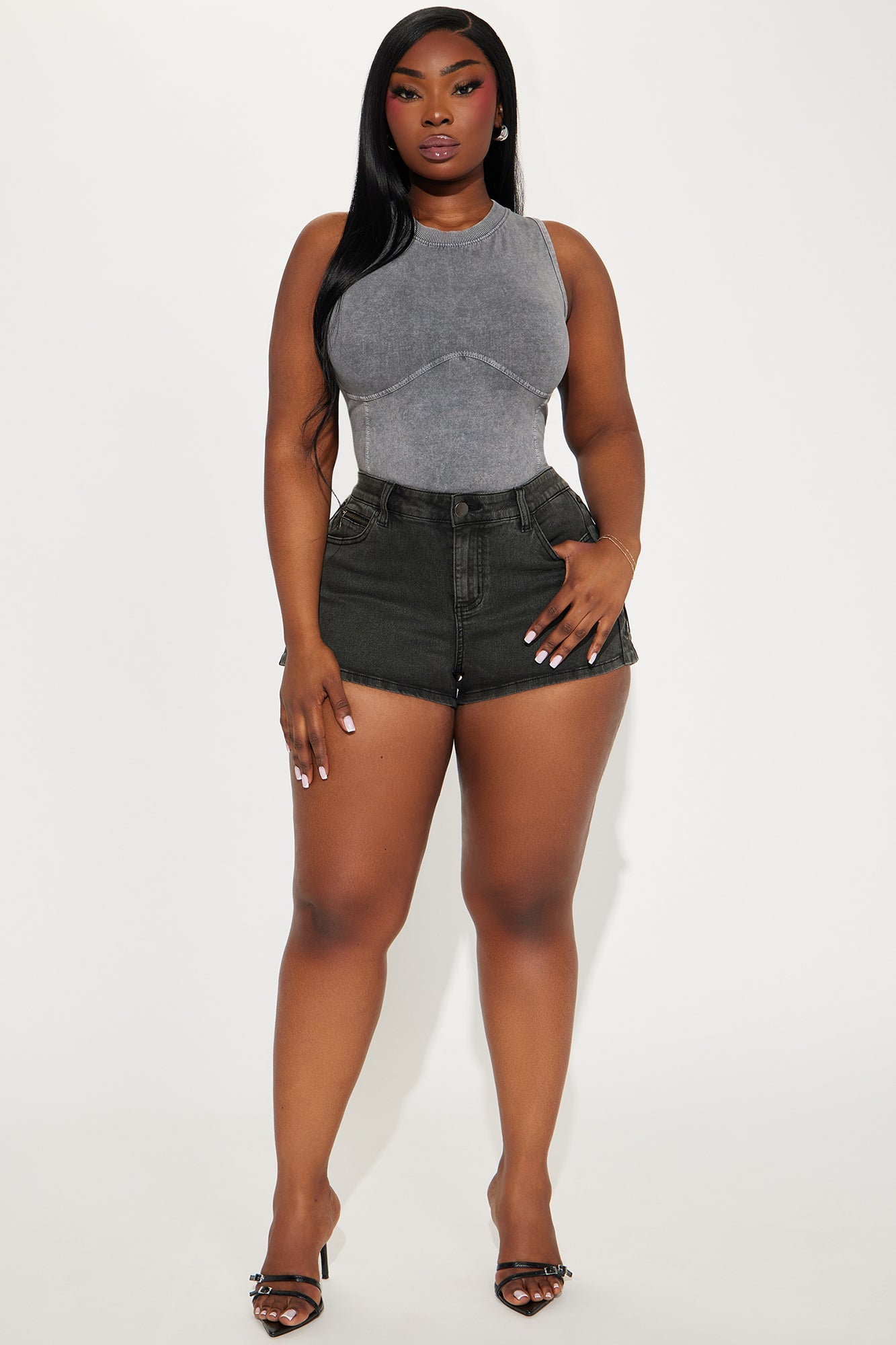 Santana Washed Bodysuit - Charcoal