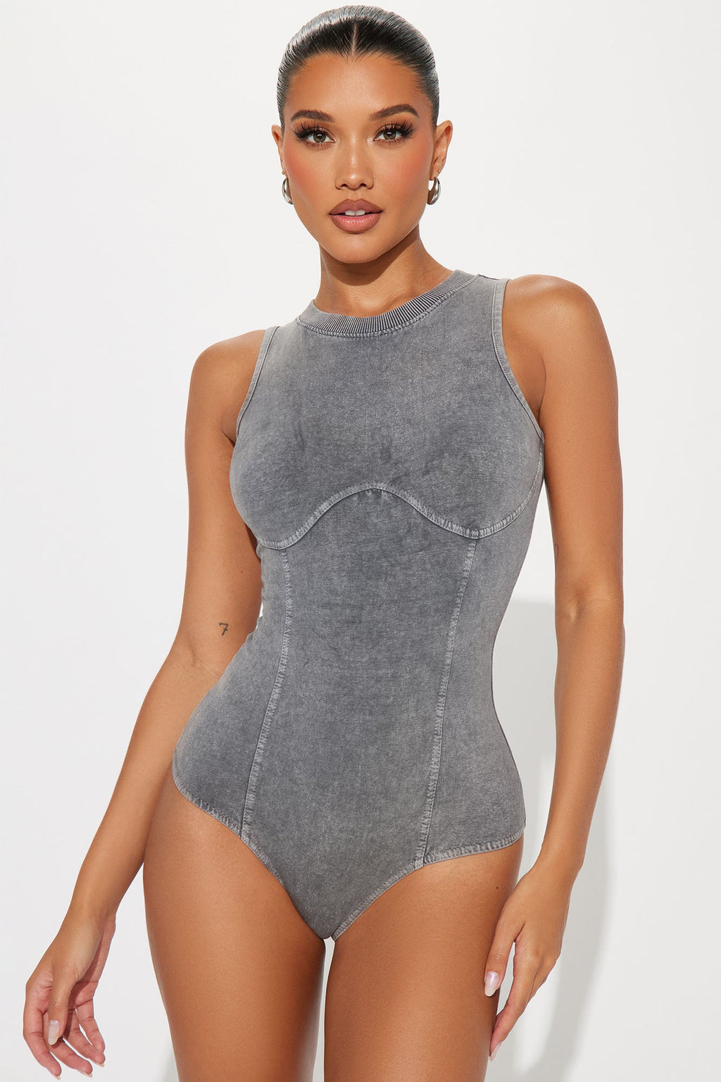 Santana Washed Bodysuit - Charcoal