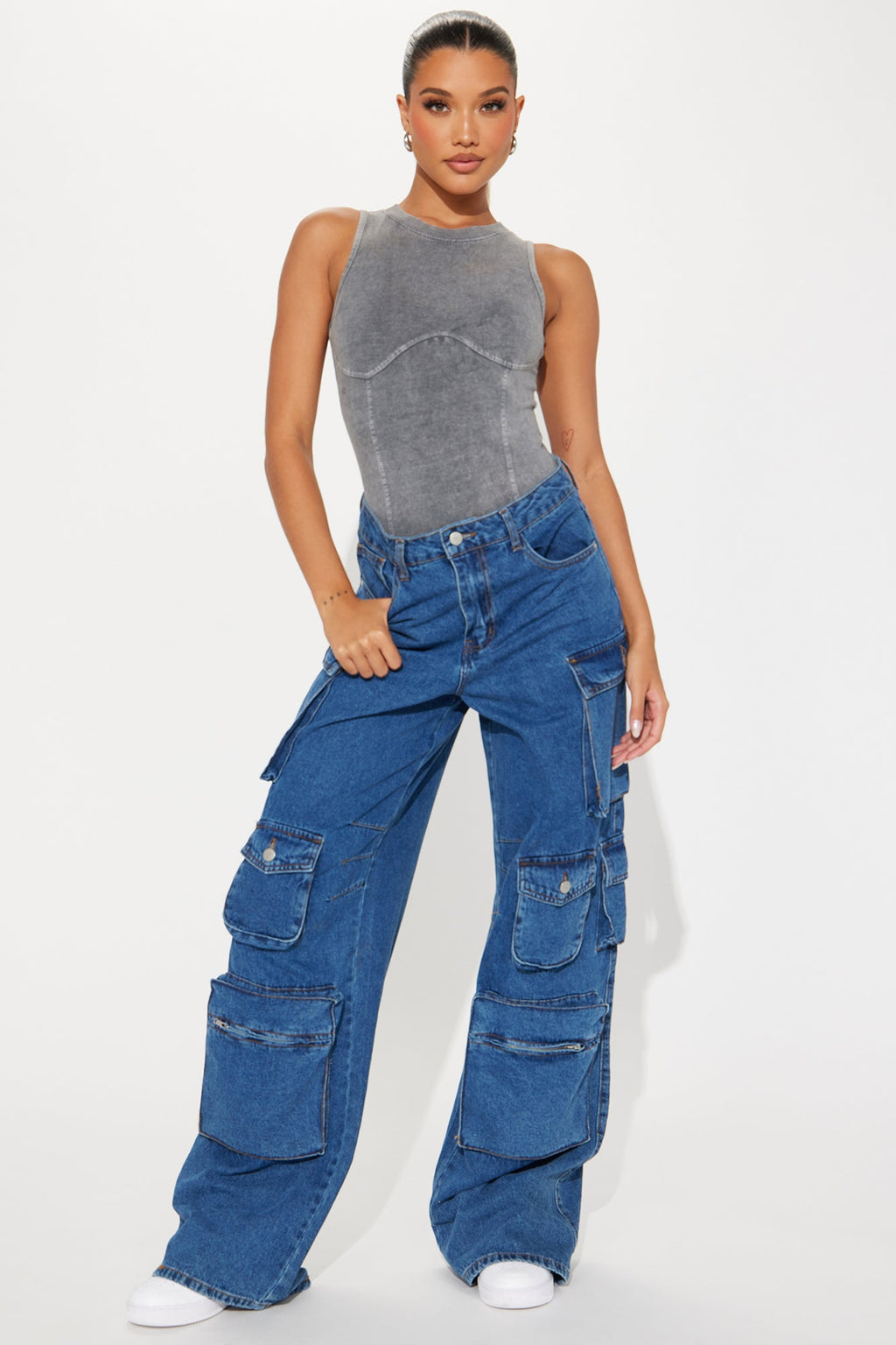 Santana Washed Bodysuit - Charcoal