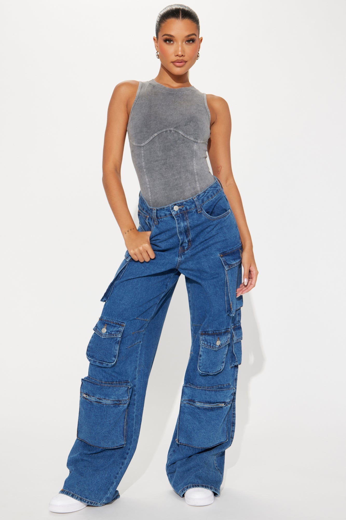 Santana Washed Bodysuit - Charcoal