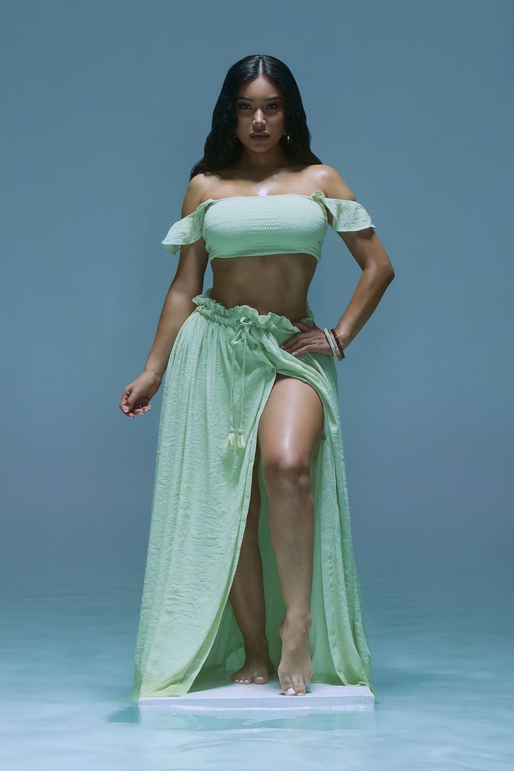 Nicholle Gauze Skirt Set - Sage