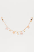 Floral And Feminine Hearts And Bow Handbag Chain - Gold/Pink