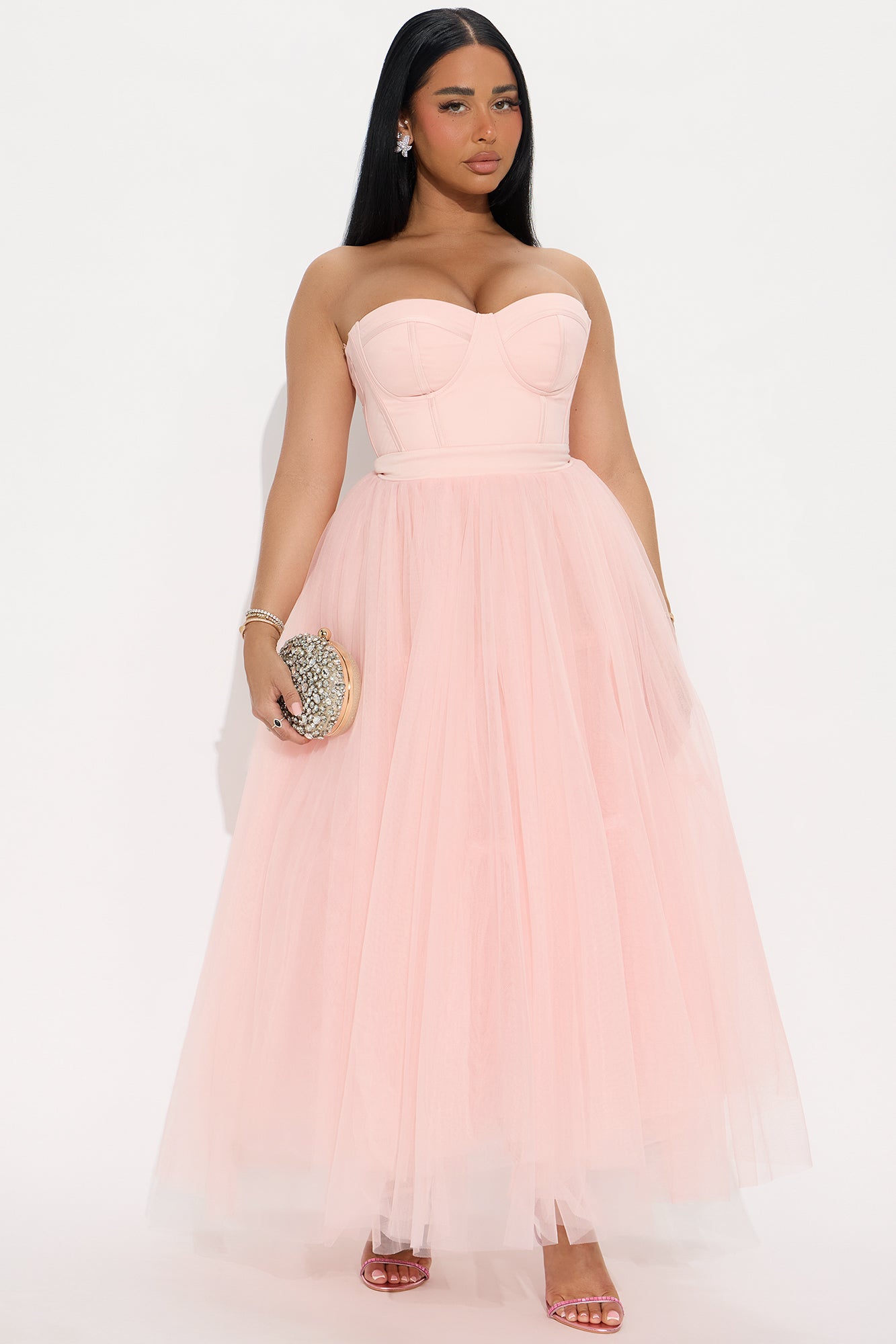 Dream Come True Tulle Midi Dress - Blush