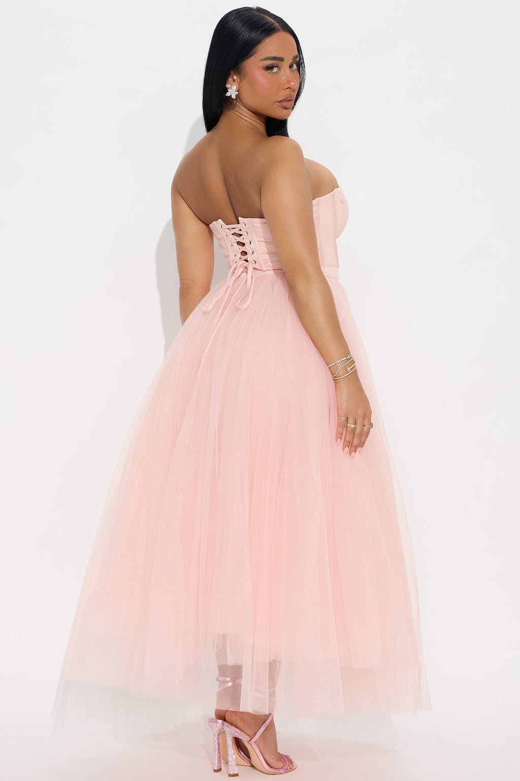Dream Come True Tulle Midi Dress - Blush