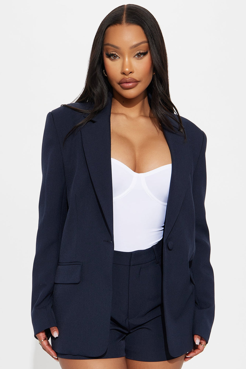 Cara Oversized Boxy Blazer - Navy