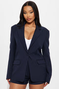 Cara Oversized Boxy Blazer - Navy
