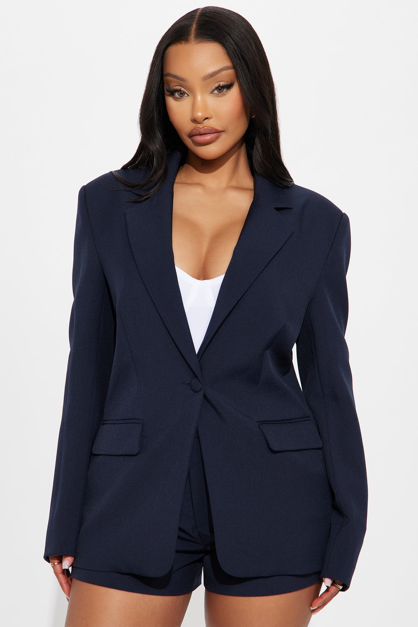 Cara Oversized Boxy Blazer - Navy