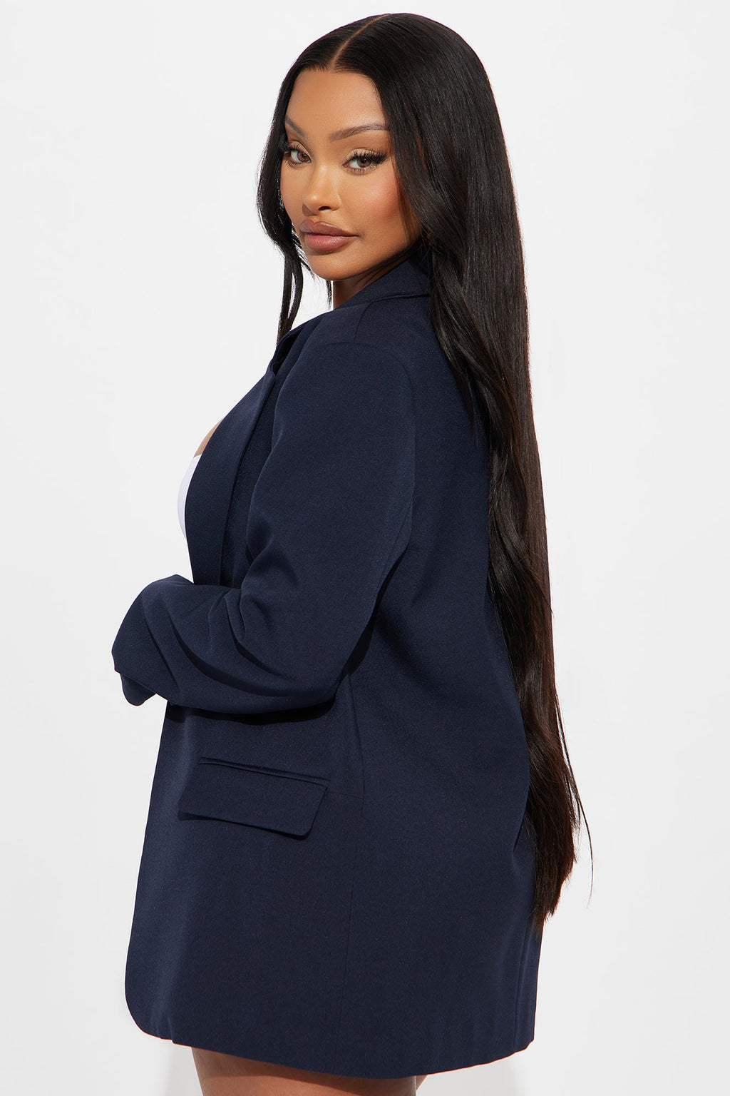 Cara Oversized Boxy Blazer - Navy