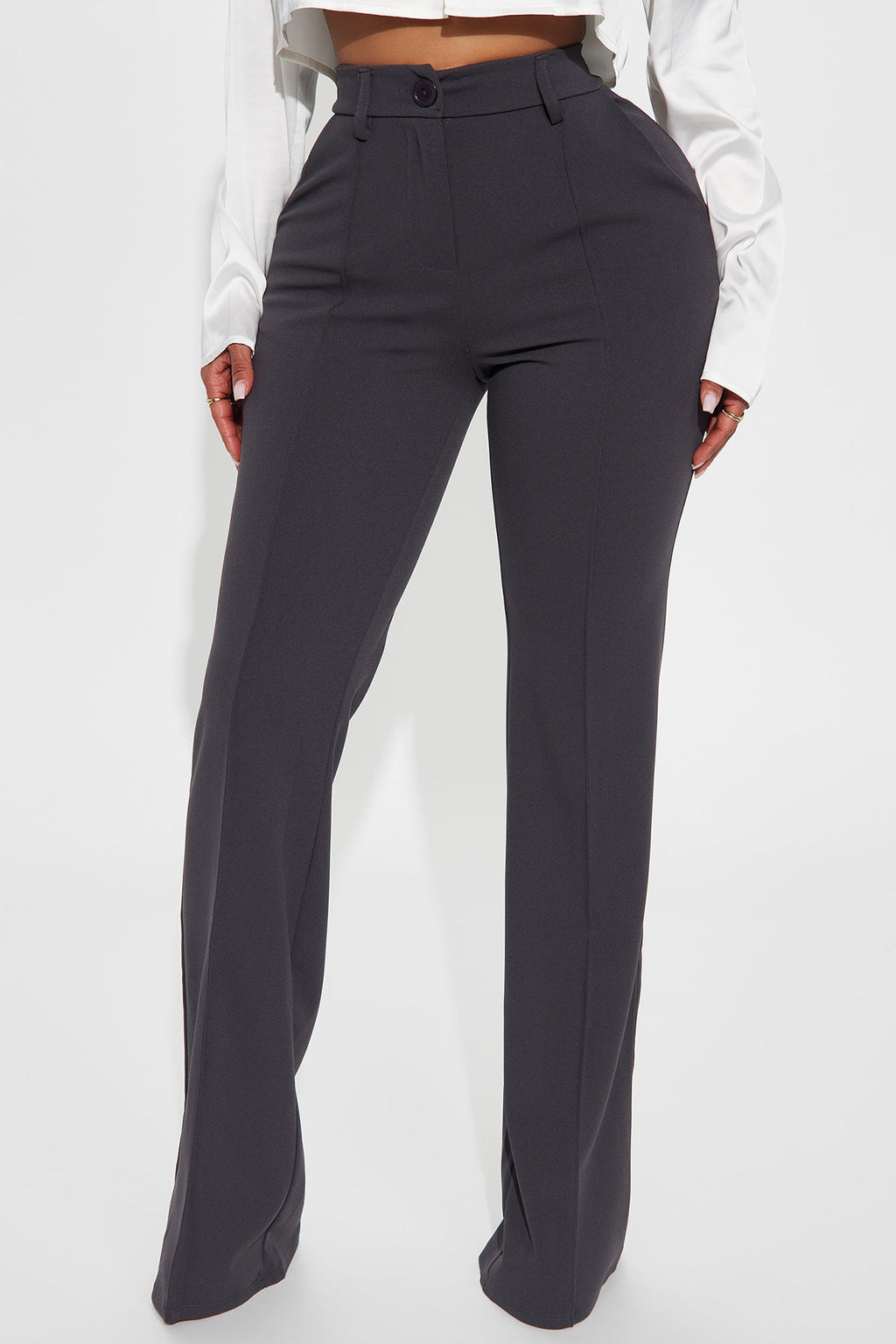 Heidi Wide Leg Trouser Pant - Charcoal