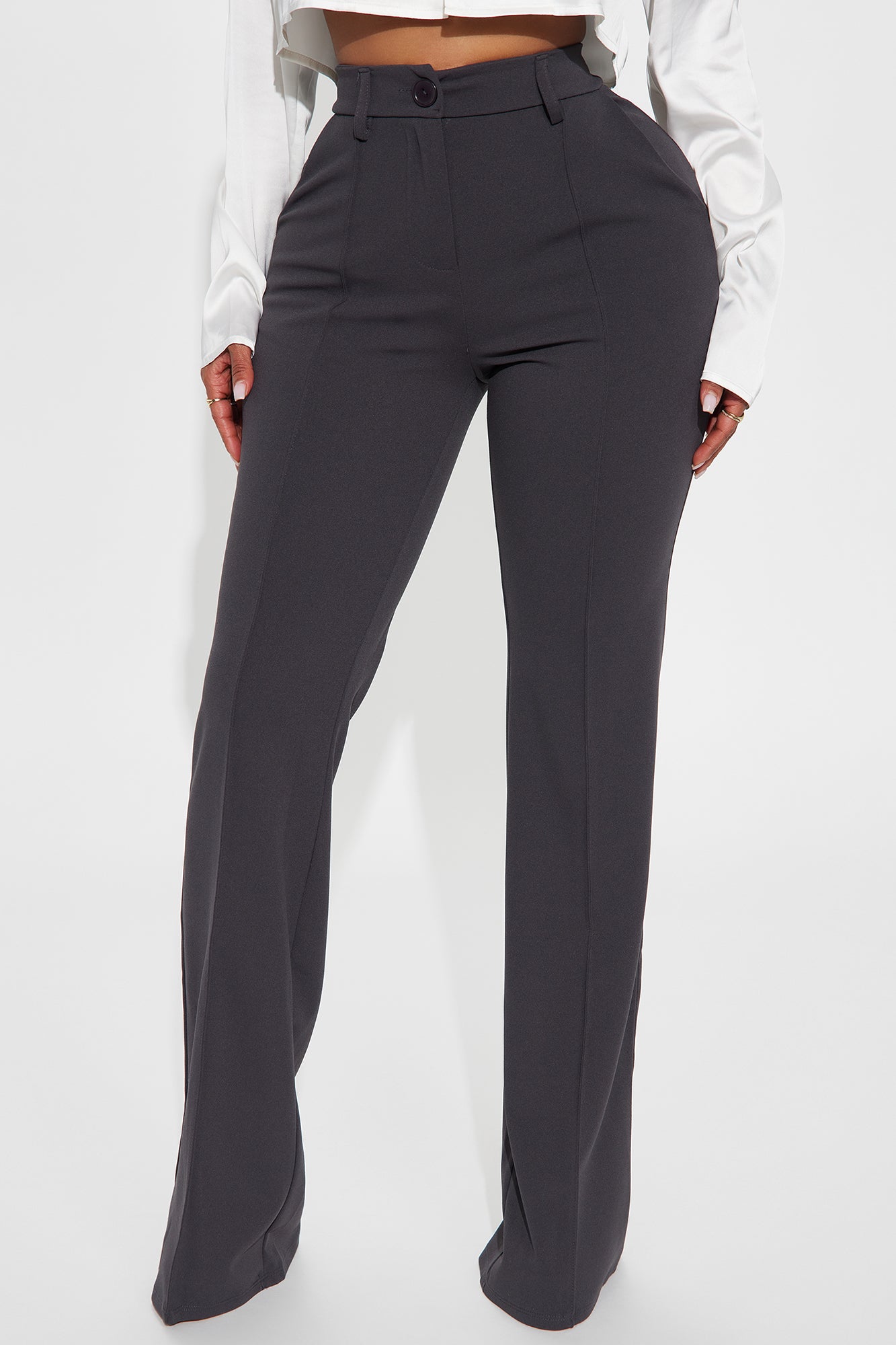 Heidi Wide Leg Trouser Pant - Charcoal