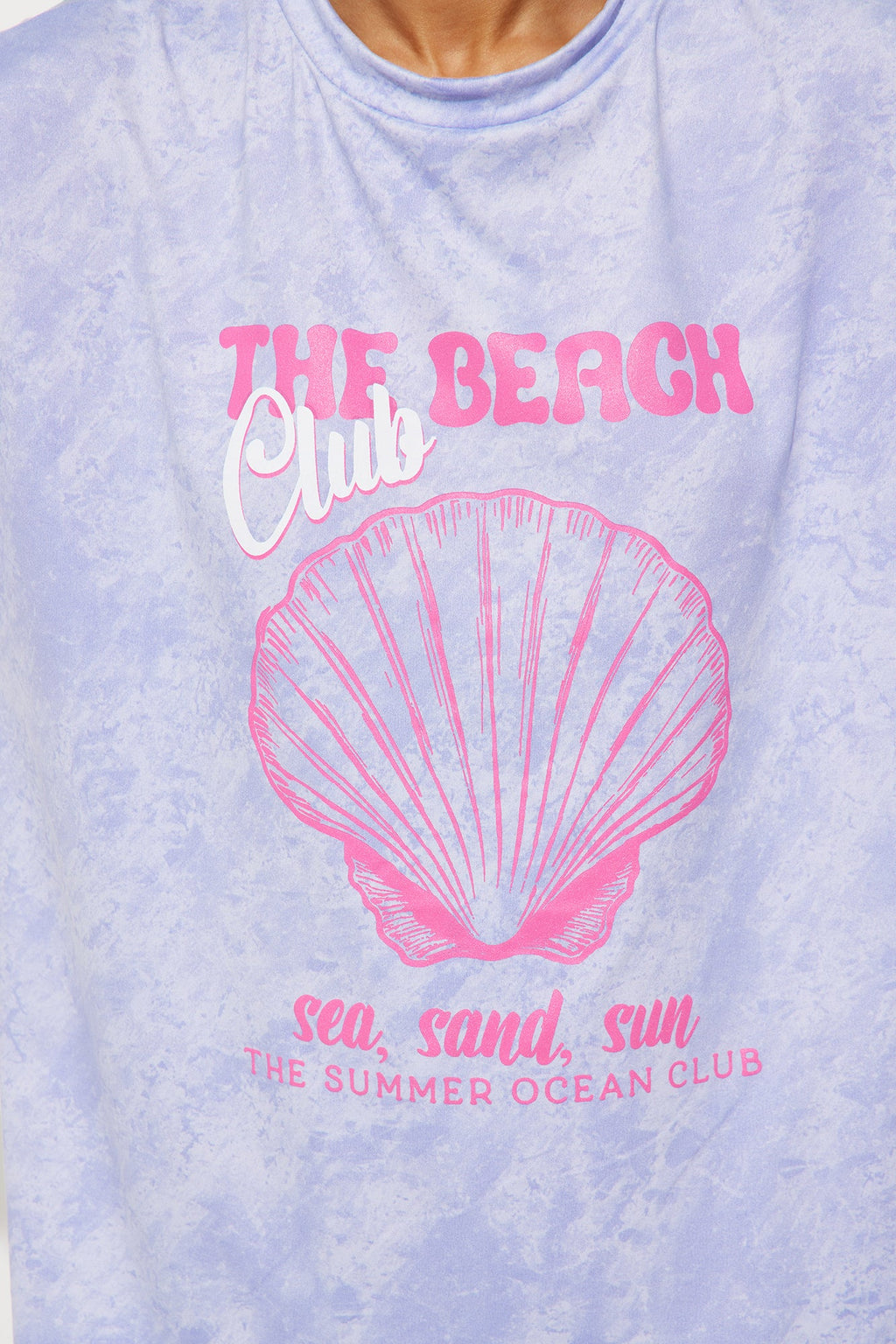 Beach Club Washed Oversize T-Shirt Biker Short Set - Lavender