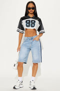 Right Now Two Tone Denim Jort - Light Wash