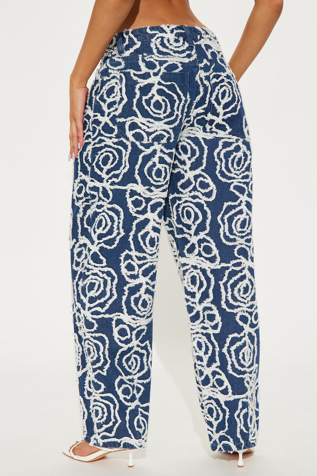 Urban Flora Loose Straight Leg Jeans - Medium Wash