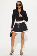 Carrie Pleated Micro Mini Skort - Black