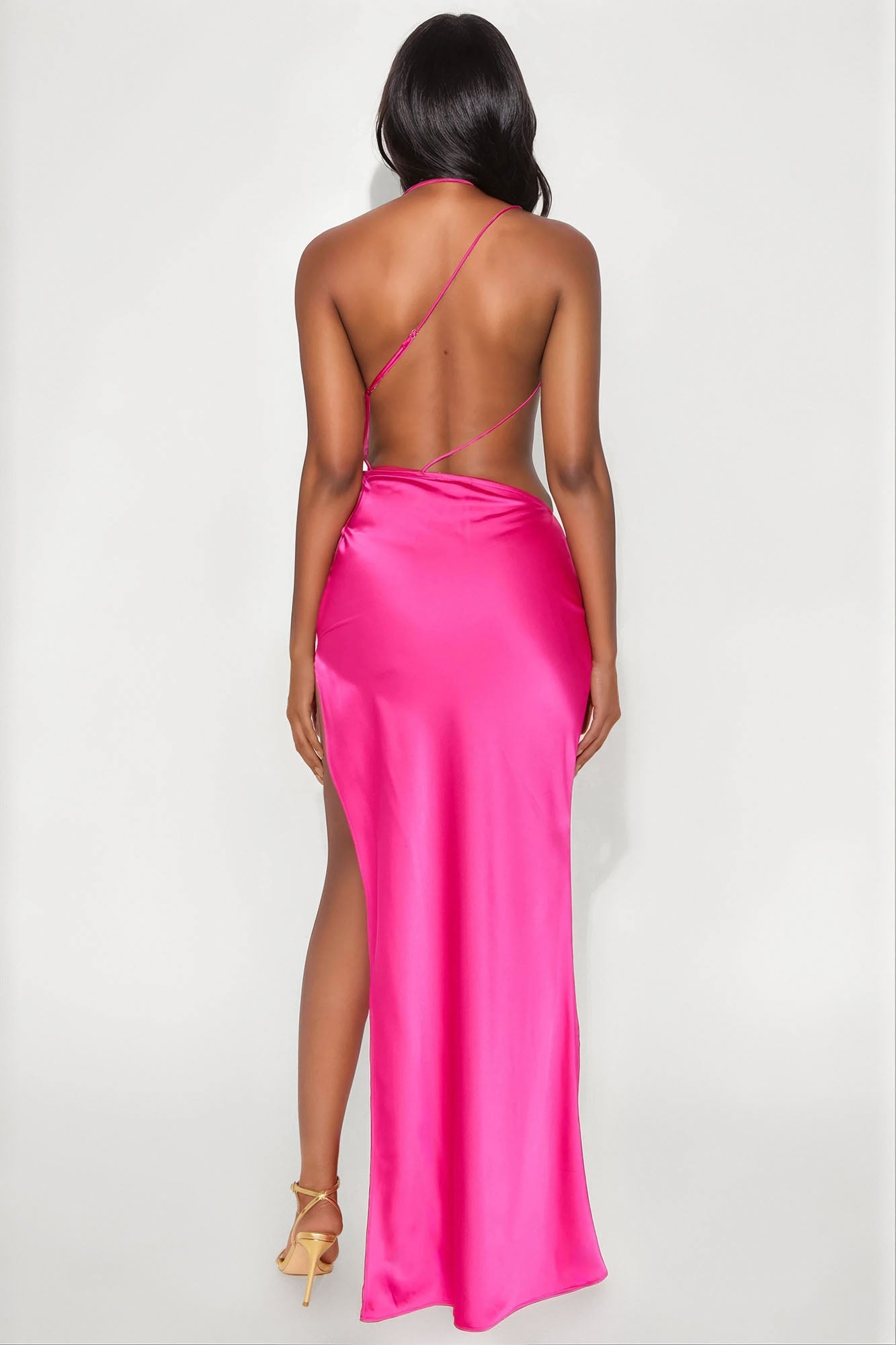 Sunset Satin Backless Maxi Dress - Fuchsia