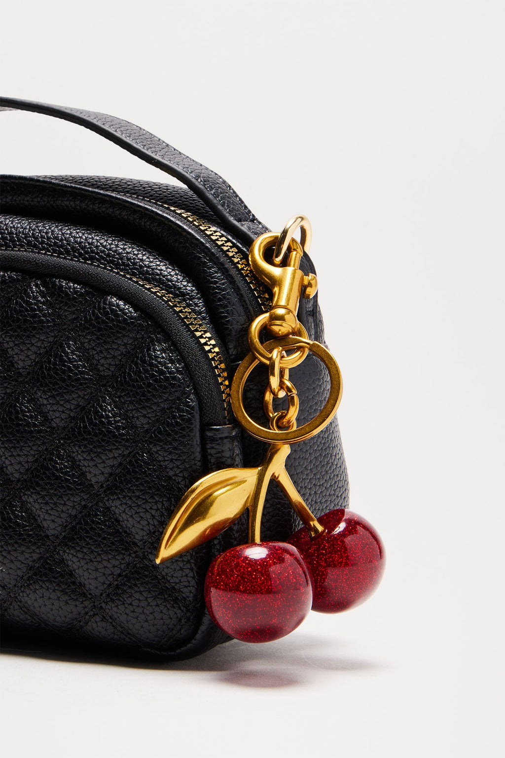 Cherry Cola Fruit Handbag Charm - Gold/Red