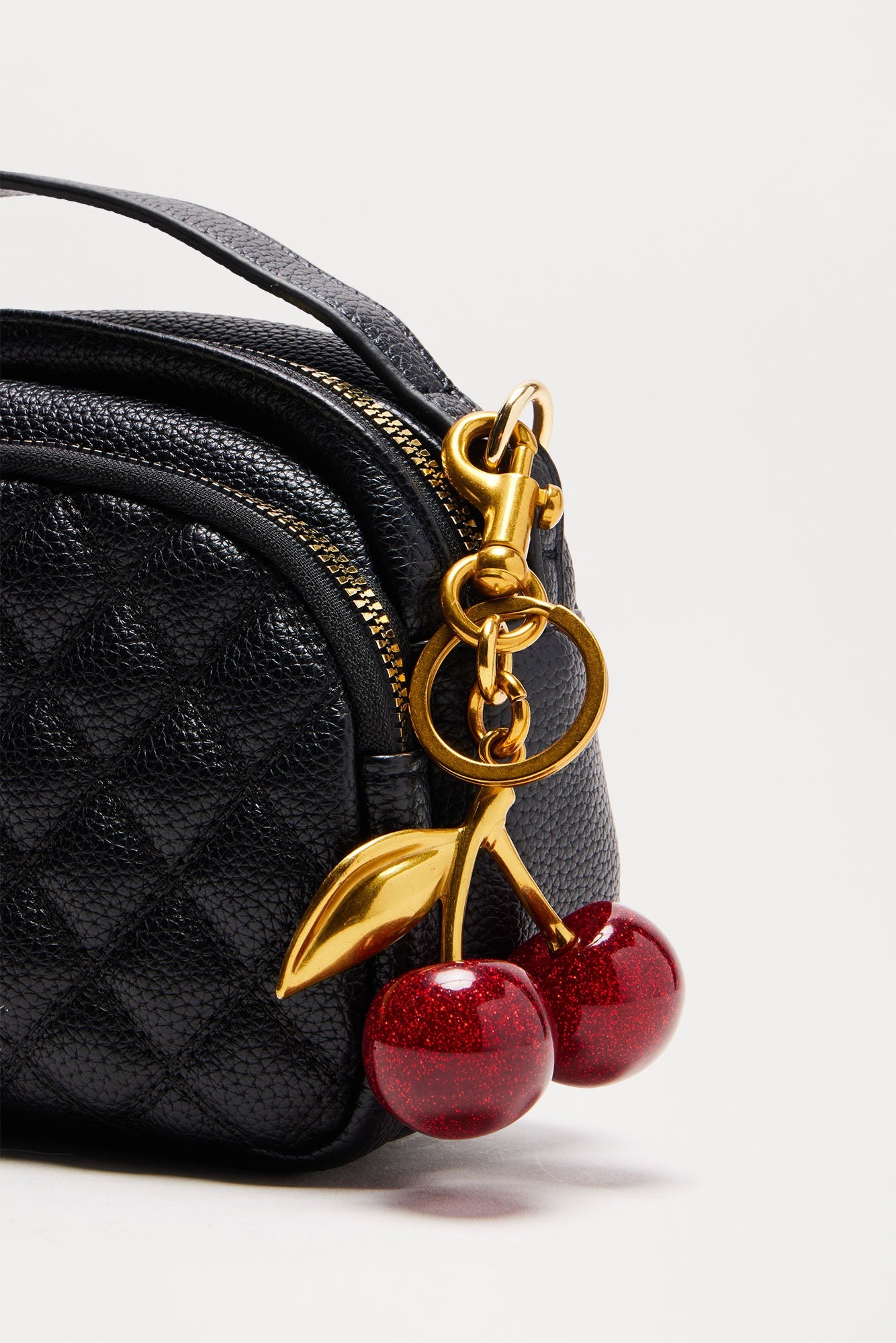 Cherry Cola Fruit Handbag Charm - Gold/Red