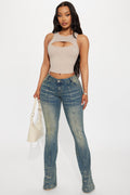 Paris Low Rise Stretch Flare Jeans - Vintage Wash