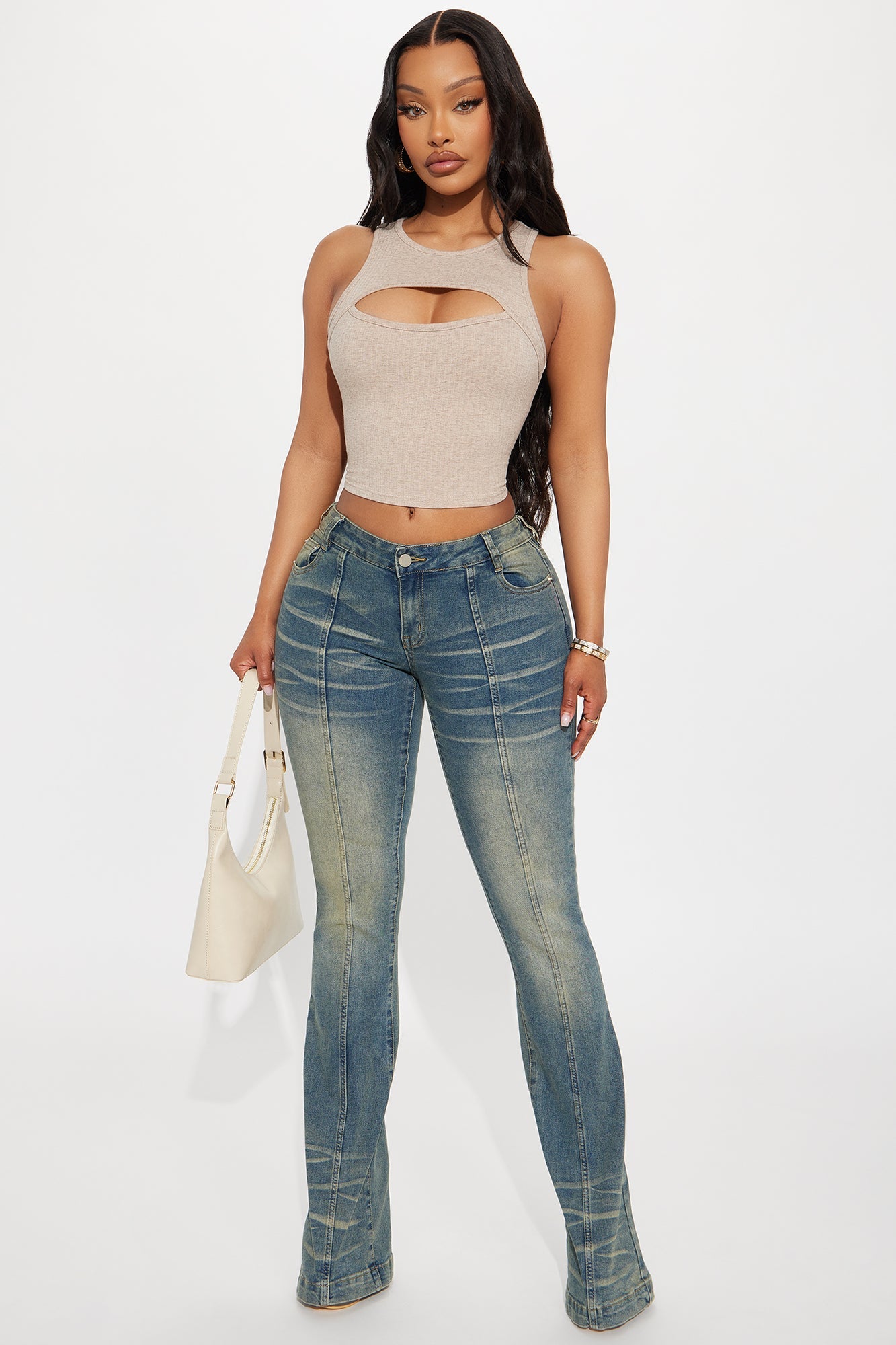 Paris Low Rise Stretch Flare Jeans - Vintage Wash