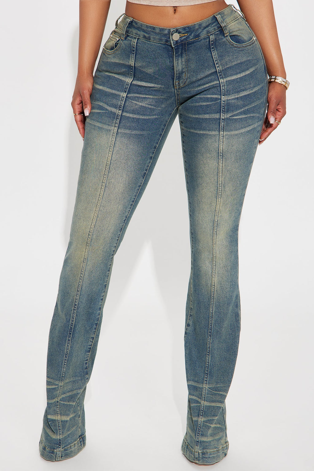 Paris Low Rise Stretch Flare Jeans - Vintage Wash