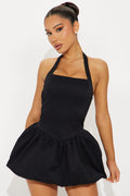 Charlotte Bubble Mini Dress - Black