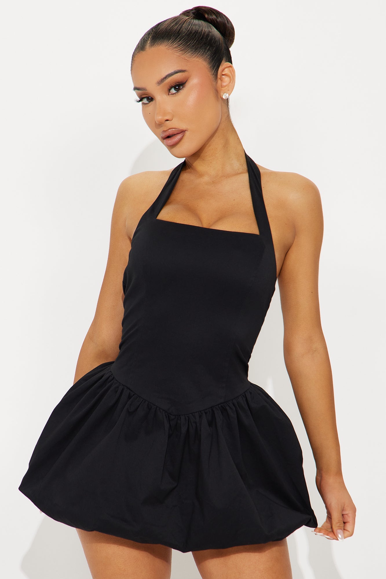 Charlotte Bubble Mini Dress - Black