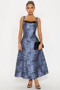 Building A Dynasty Jacquard Midi Dress - Navy