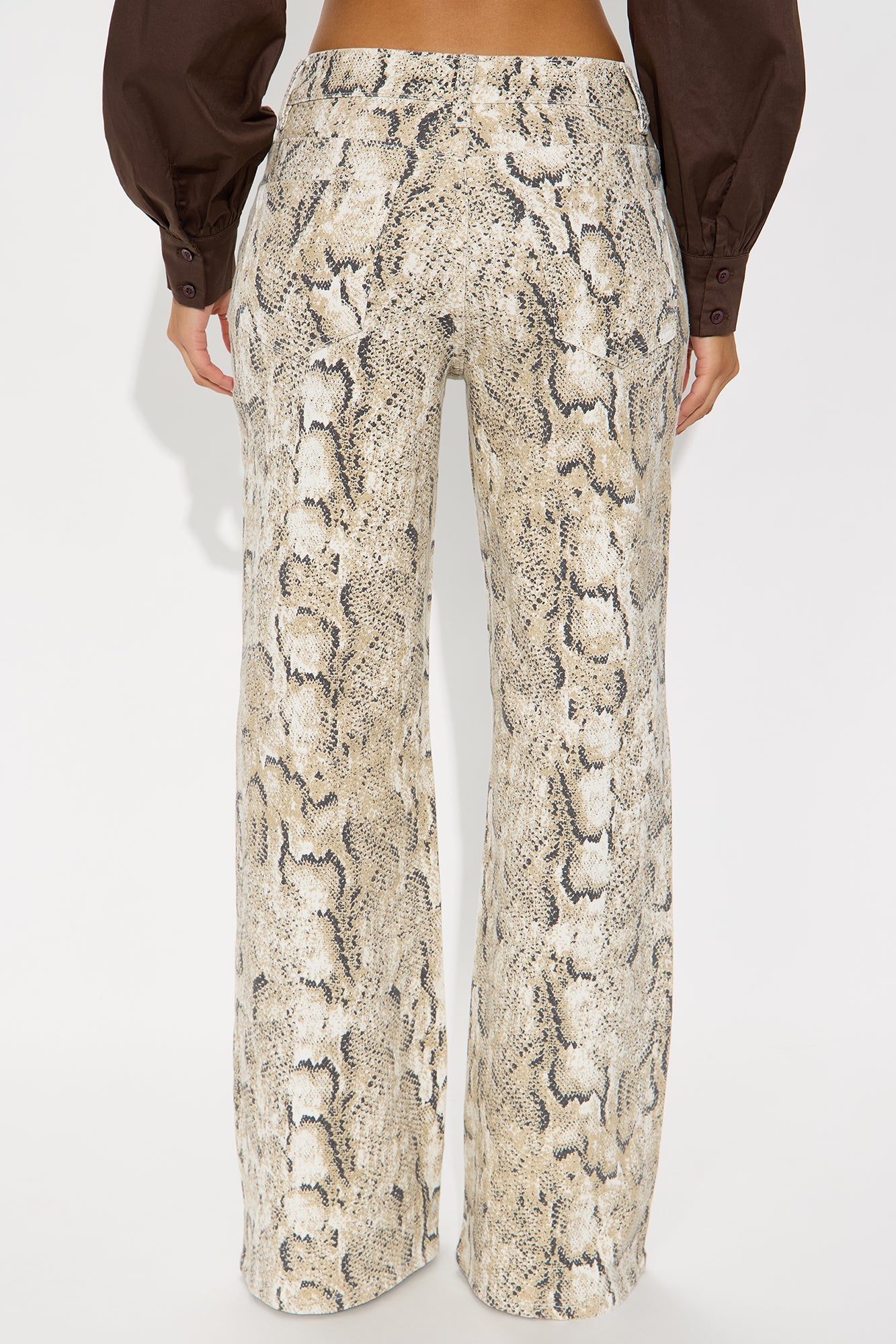 Snake Charmer Printed Flare Jeans - White/combo