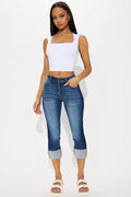 City Drift Cropped Cuff Straight Leg Jeans - Dark Wash