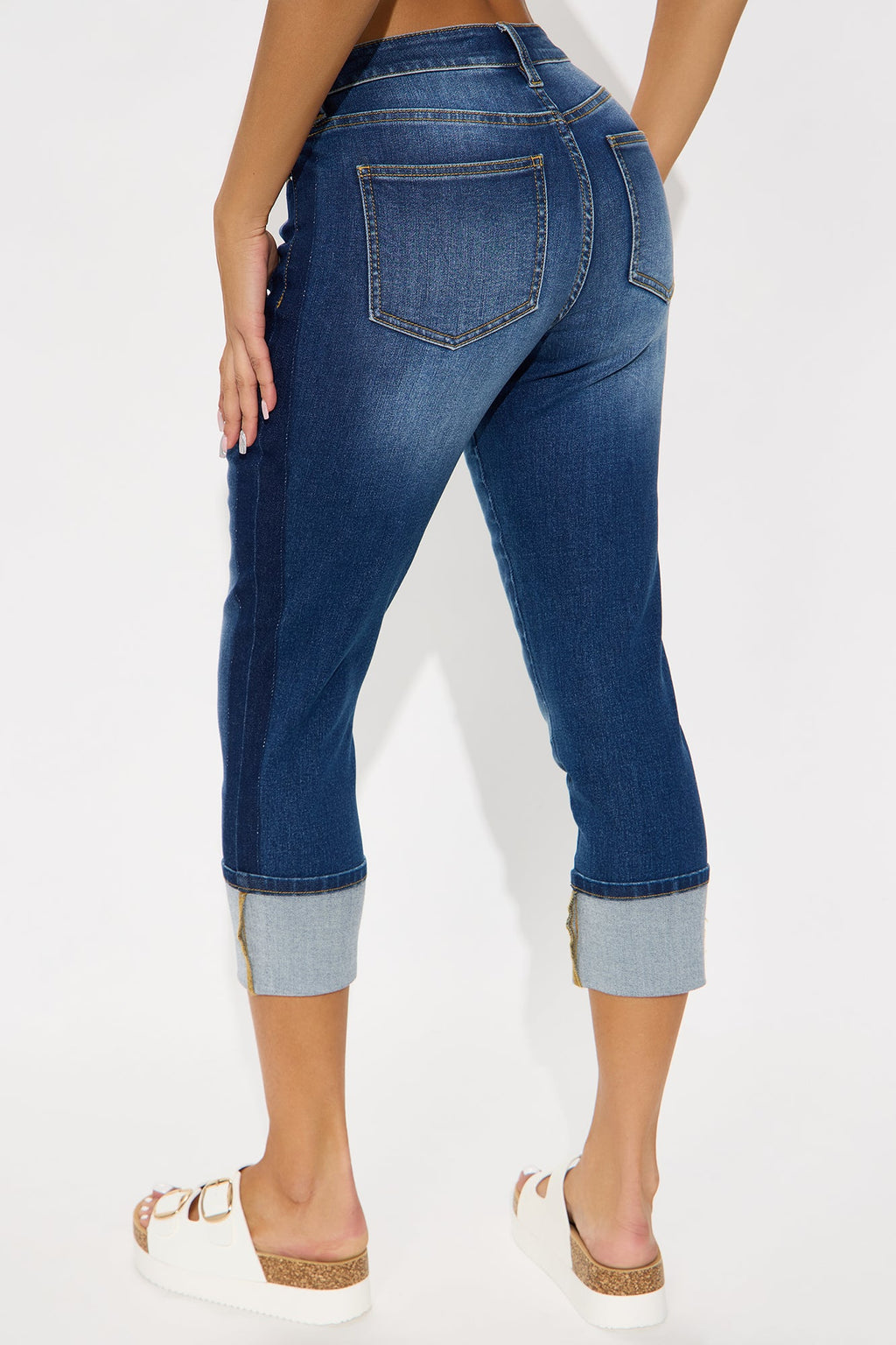 City Drift Cropped Cuff Straight Leg Jeans - Dark Wash