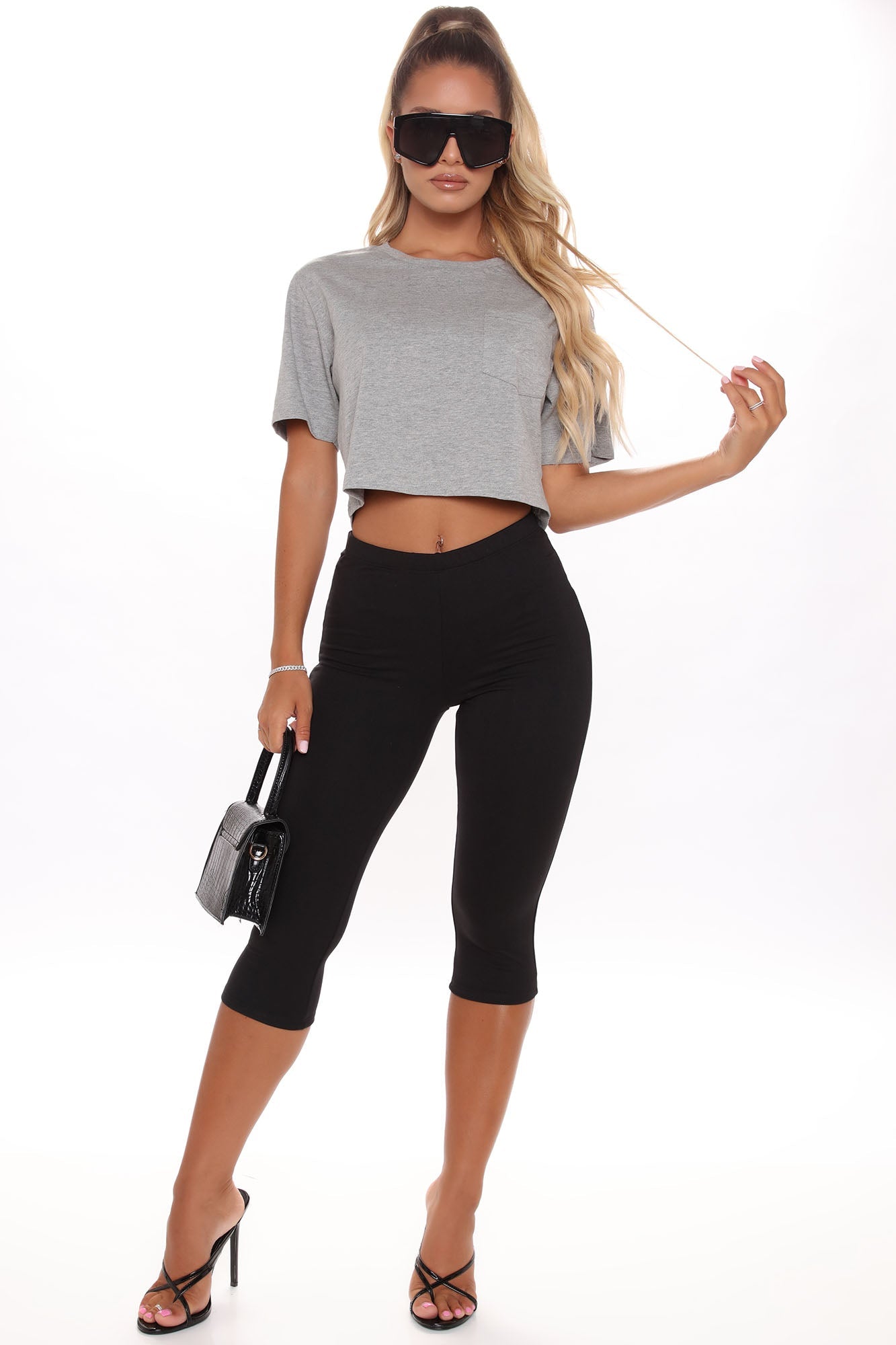 Elisa Relaxed Crop Tee - Heather Grey