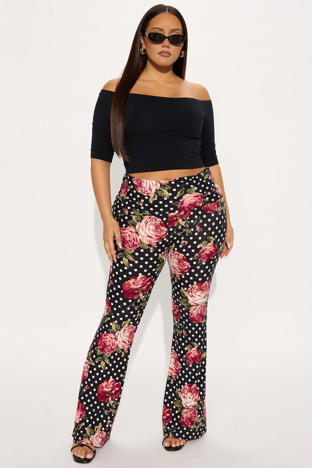 Kenley Polka Dot Flare Pant - Black/combo