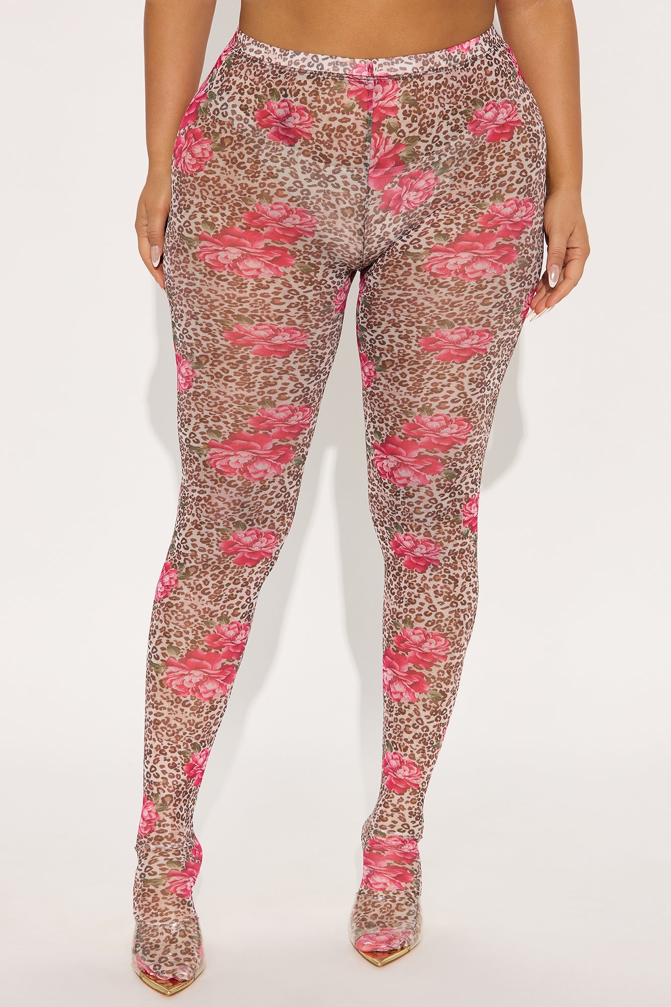 Wild Beauty Leopard Mesh Footed Legging - Brown/combo