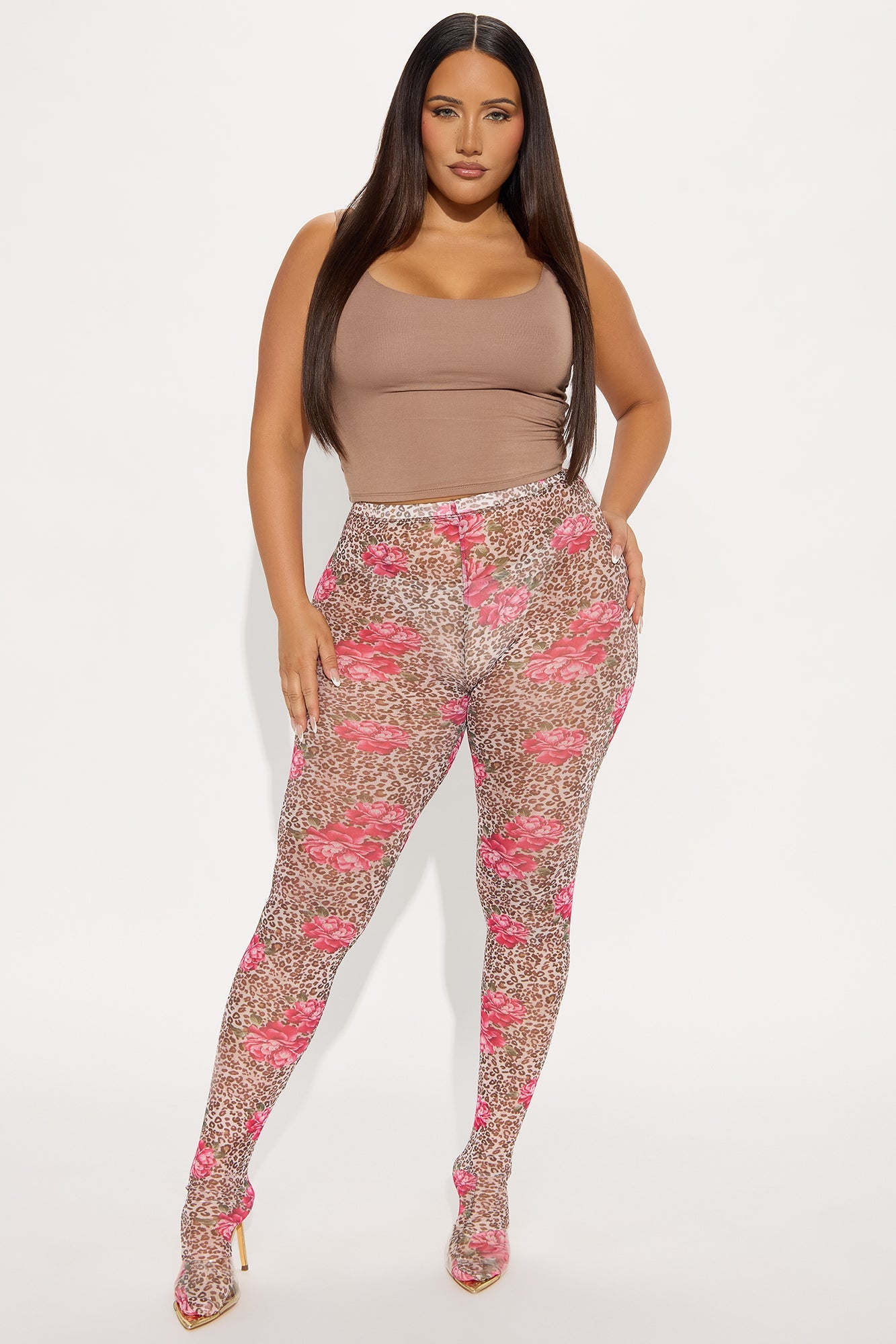 Wild Beauty Leopard Mesh Footed Legging - Brown/combo