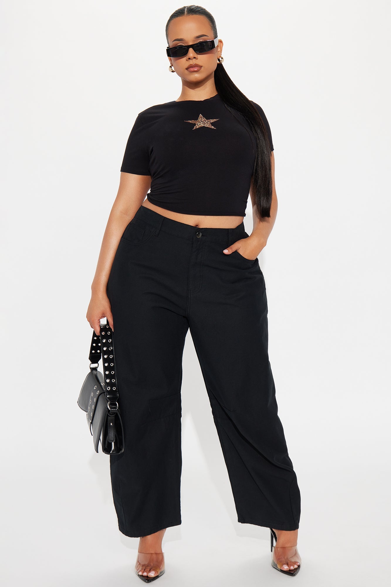 Can You Believe Twill Wide Leg Barrel Pant - Black