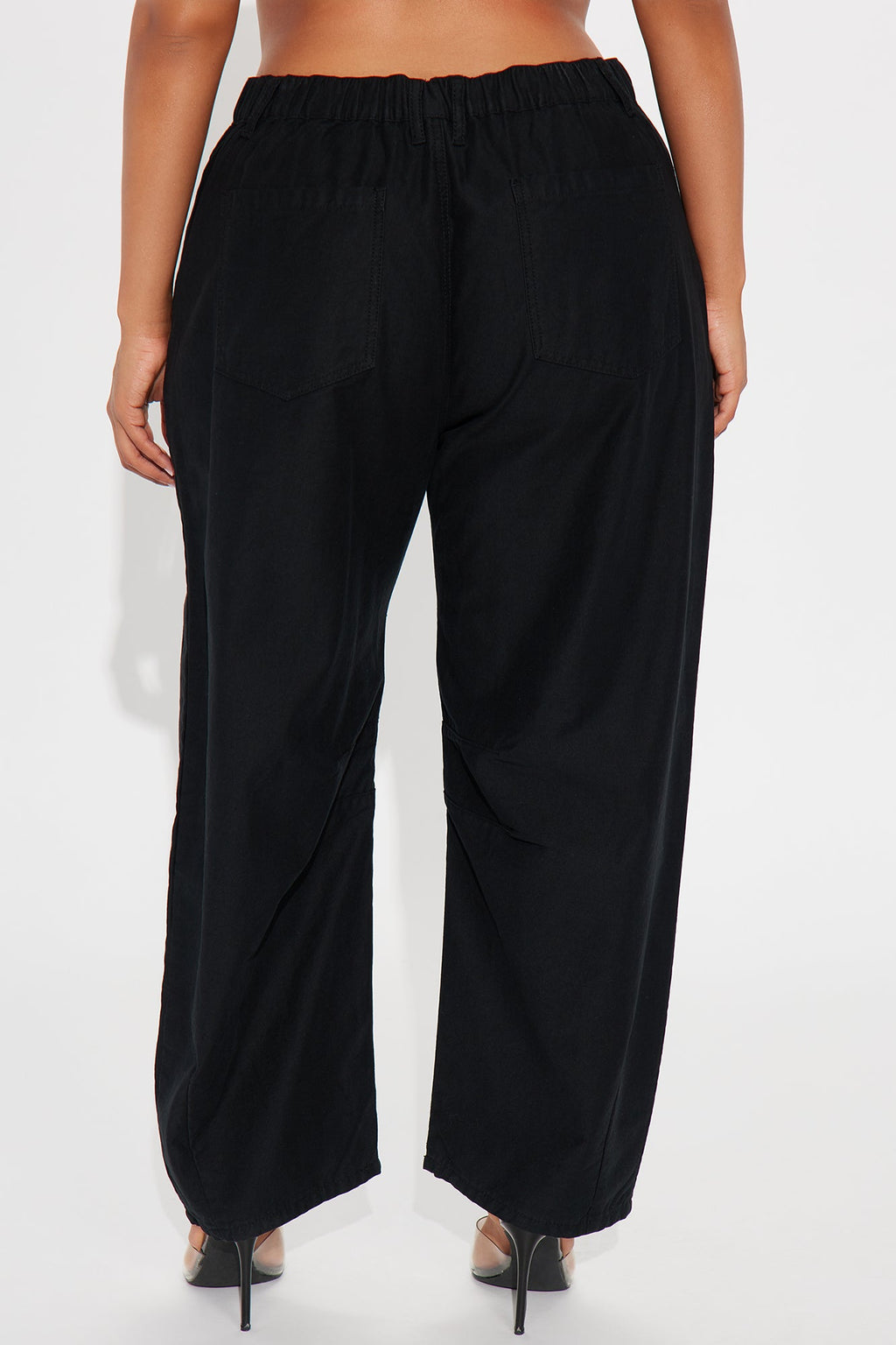 Can You Believe Twill Wide Leg Barrel Pant - Black