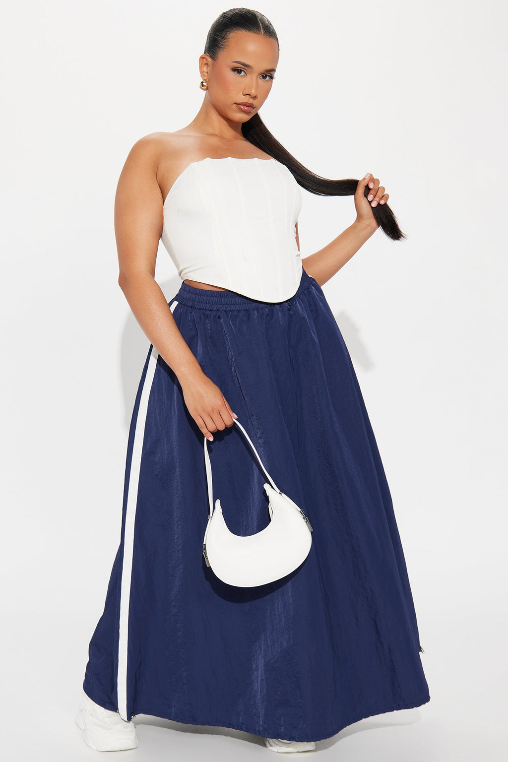 Nadia Windbreaker Maxi Skirt - Navy/combo