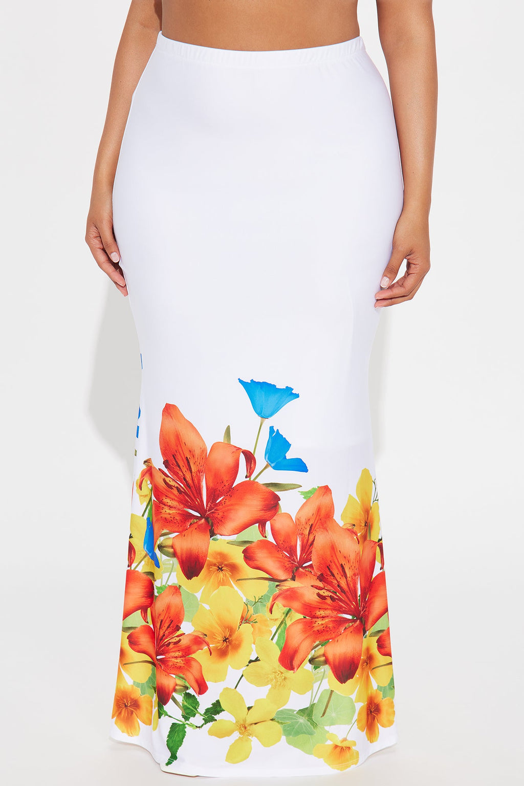 In The Garden Maxi Skirt - White/combo