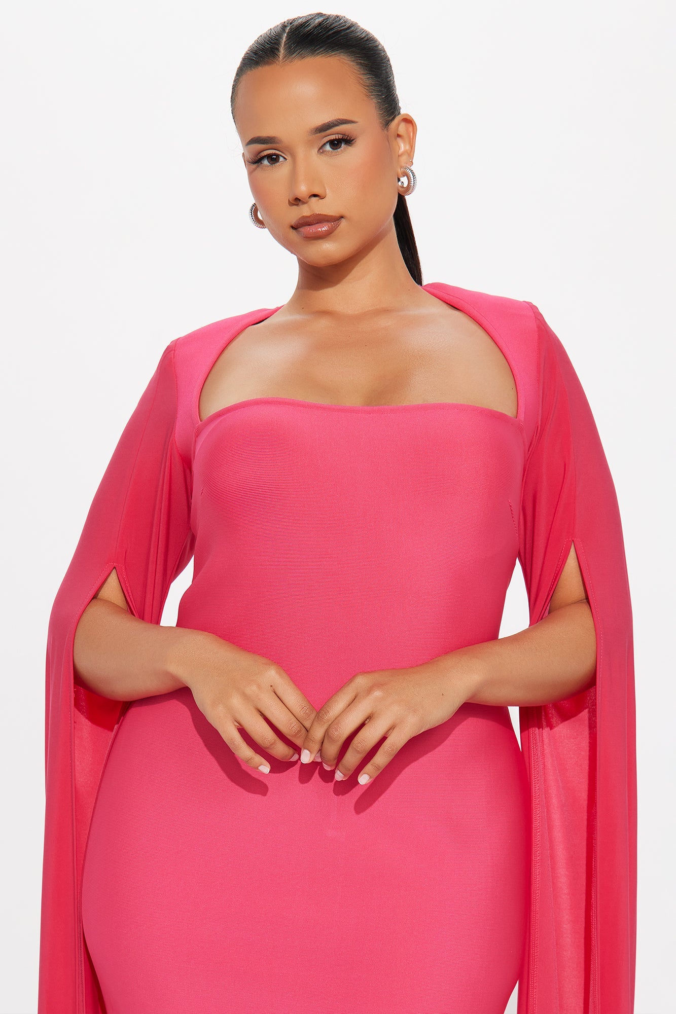 Mindset Is Everything Bandage Midi Dress - Hot Pink