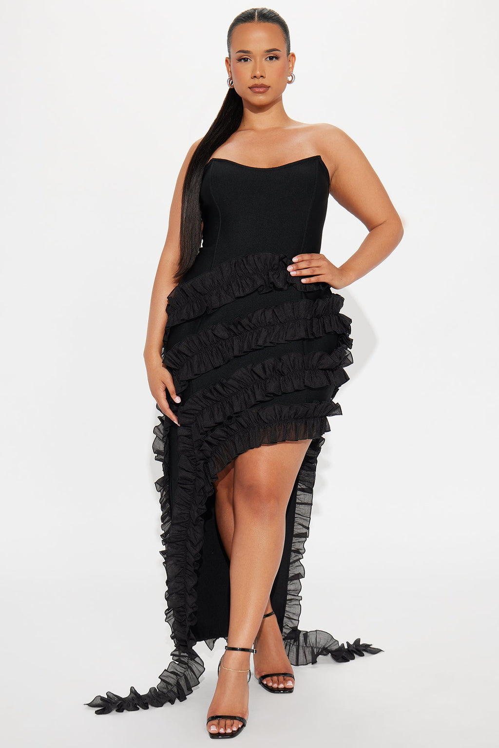 All Mine Ruffle Bandage Maxi Dress - Black