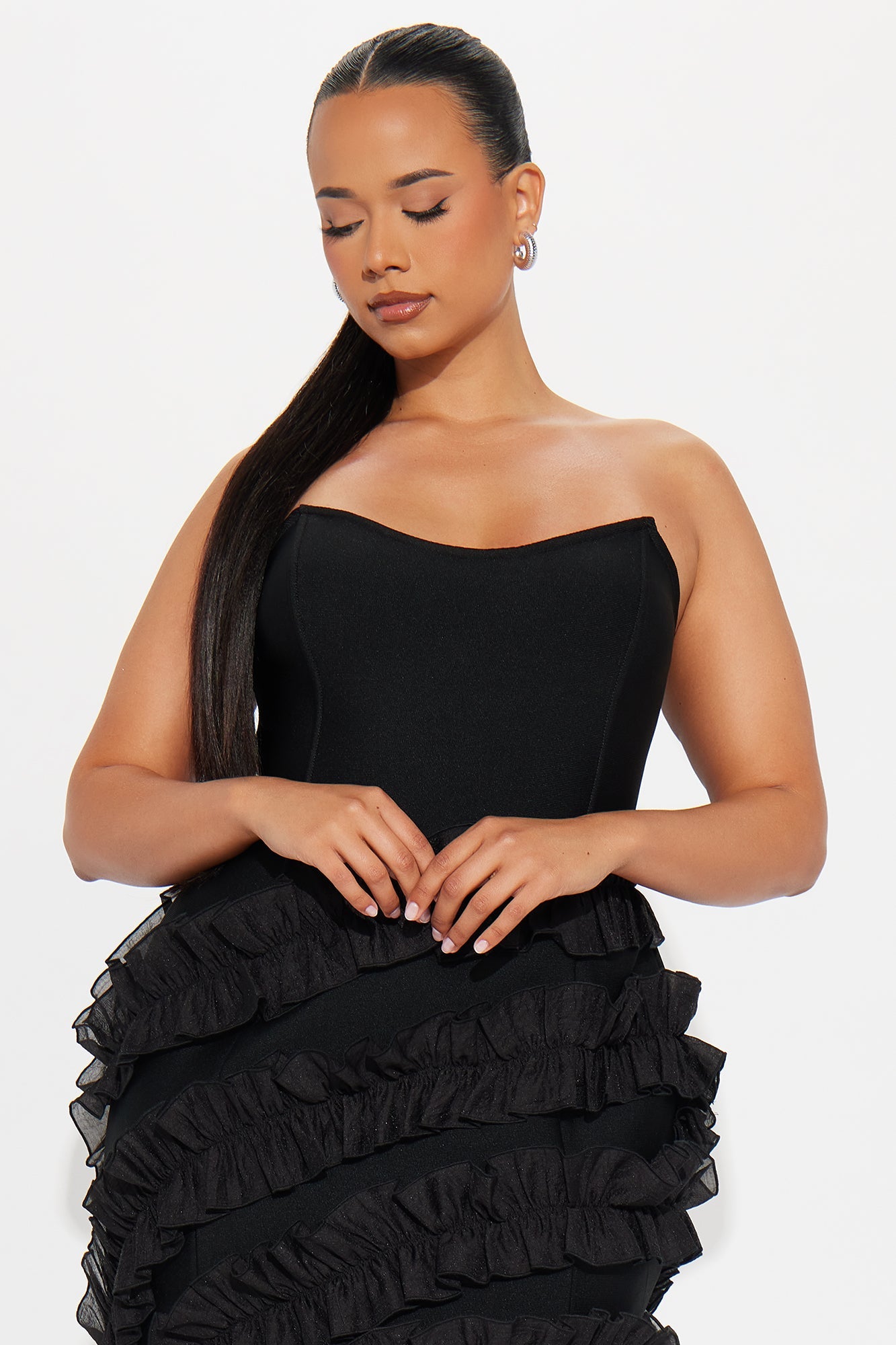 All Mine Ruffle Bandage Maxi Dress - Black