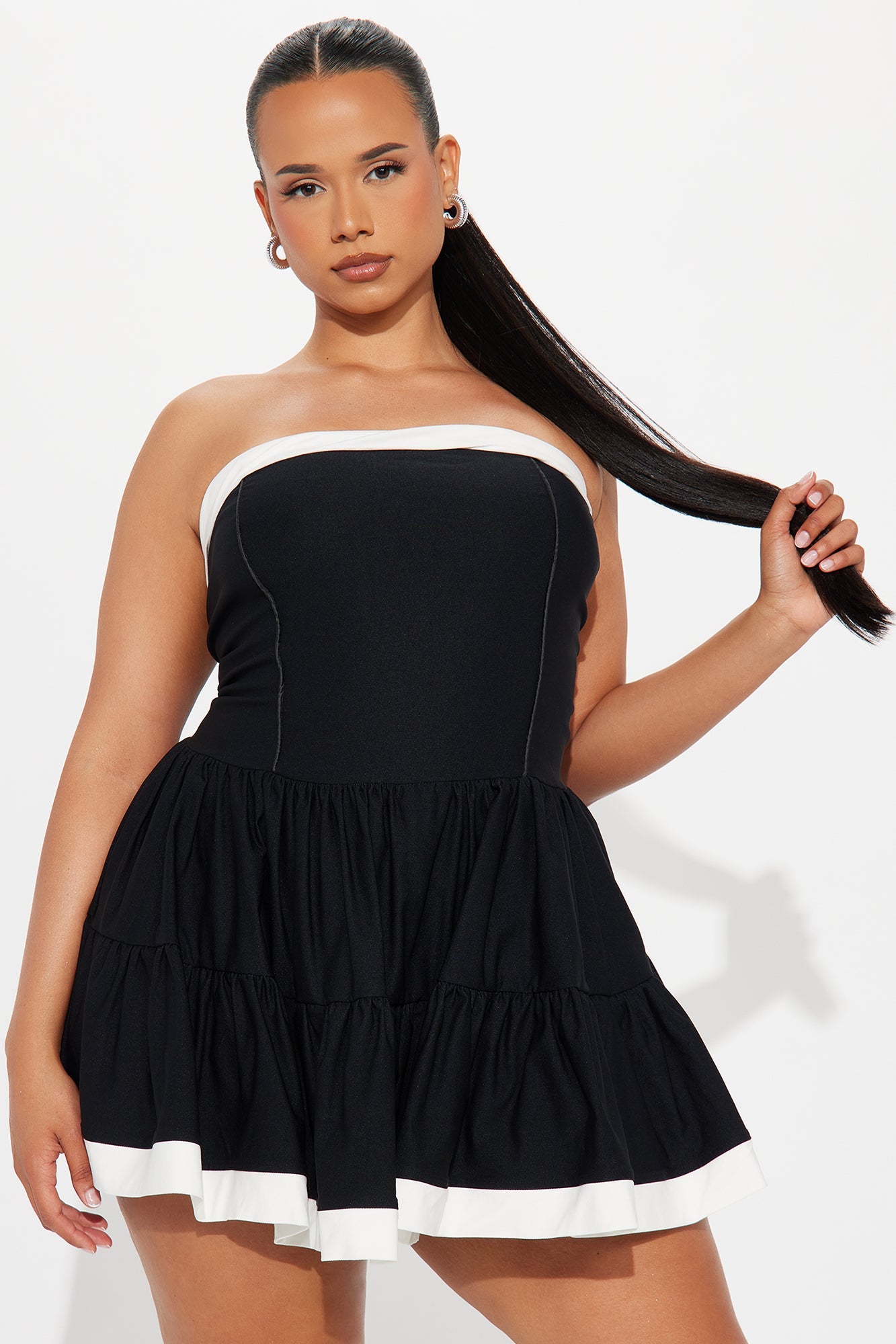 Check Mate Contrast Mini Dress - Black/combo