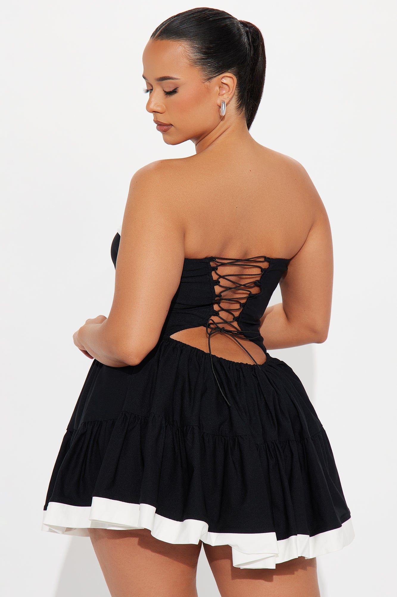 Check Mate Contrast Mini Dress - Black/combo