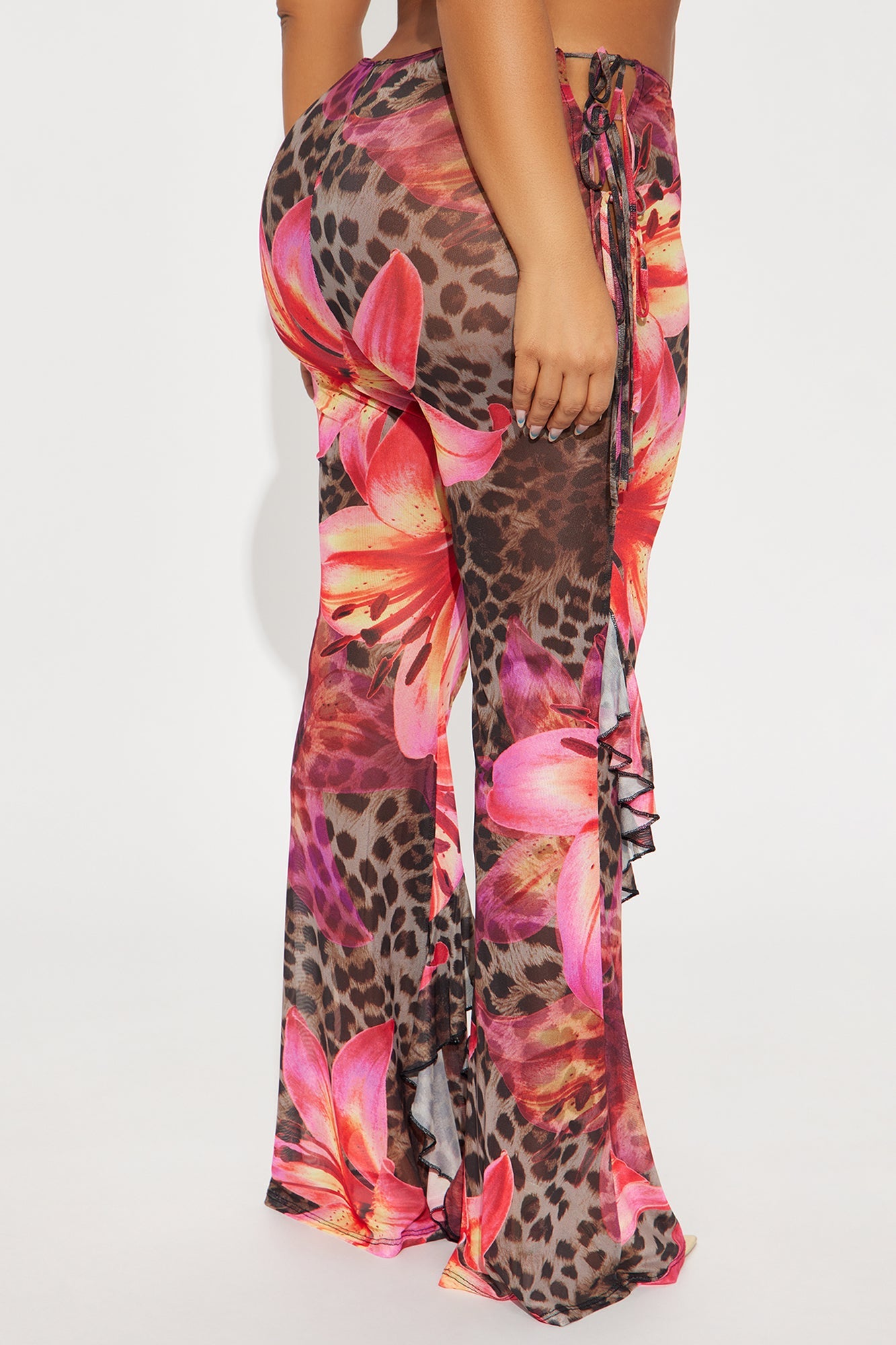 Itati Leopard Mesh Flare Pant - Brown/combo