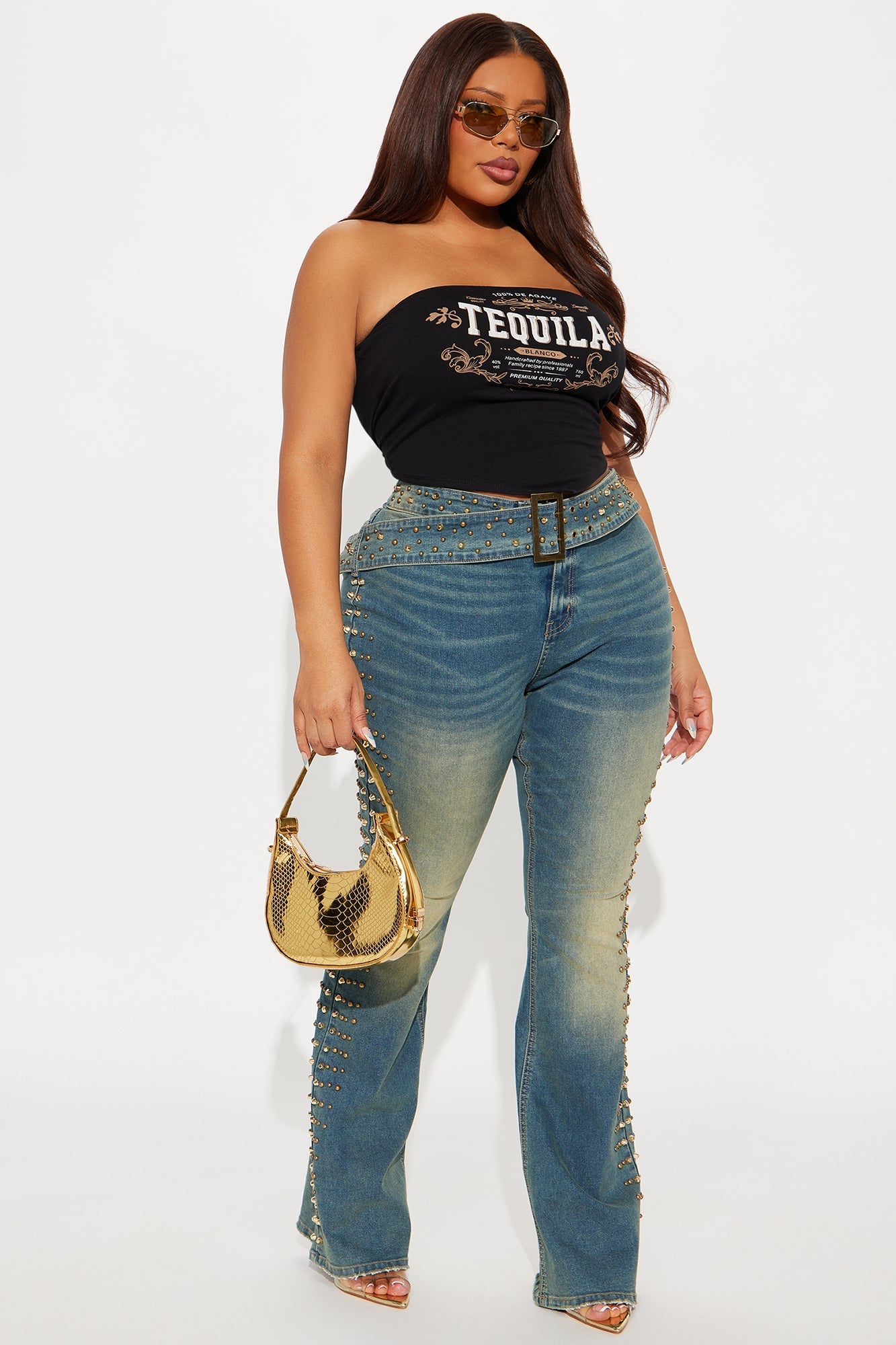 Ayami Embellished Tinted Bootcut Jeans - Vintage Wash