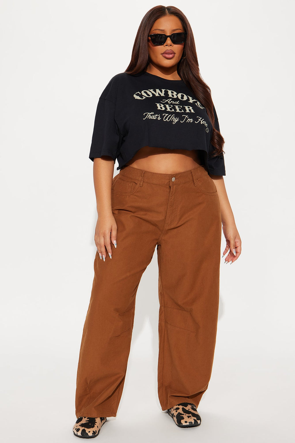 Can You Believe Twill Wide Leg Barrel Pant - Mocha