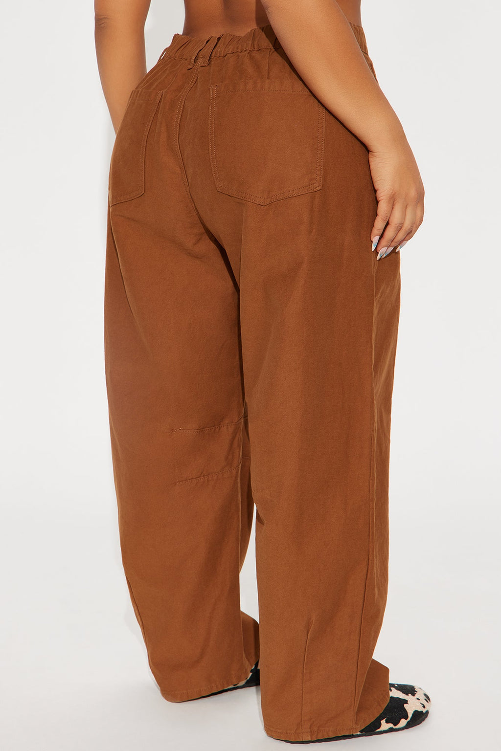 Can You Believe Twill Wide Leg Barrel Pant - Mocha