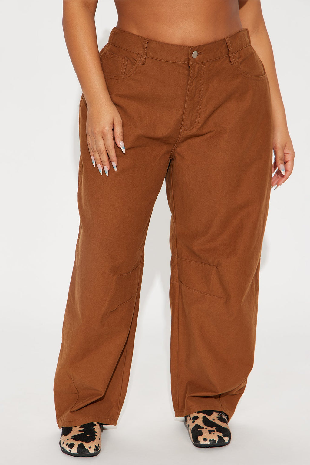 Can You Believe Twill Wide Leg Barrel Pant - Mocha
