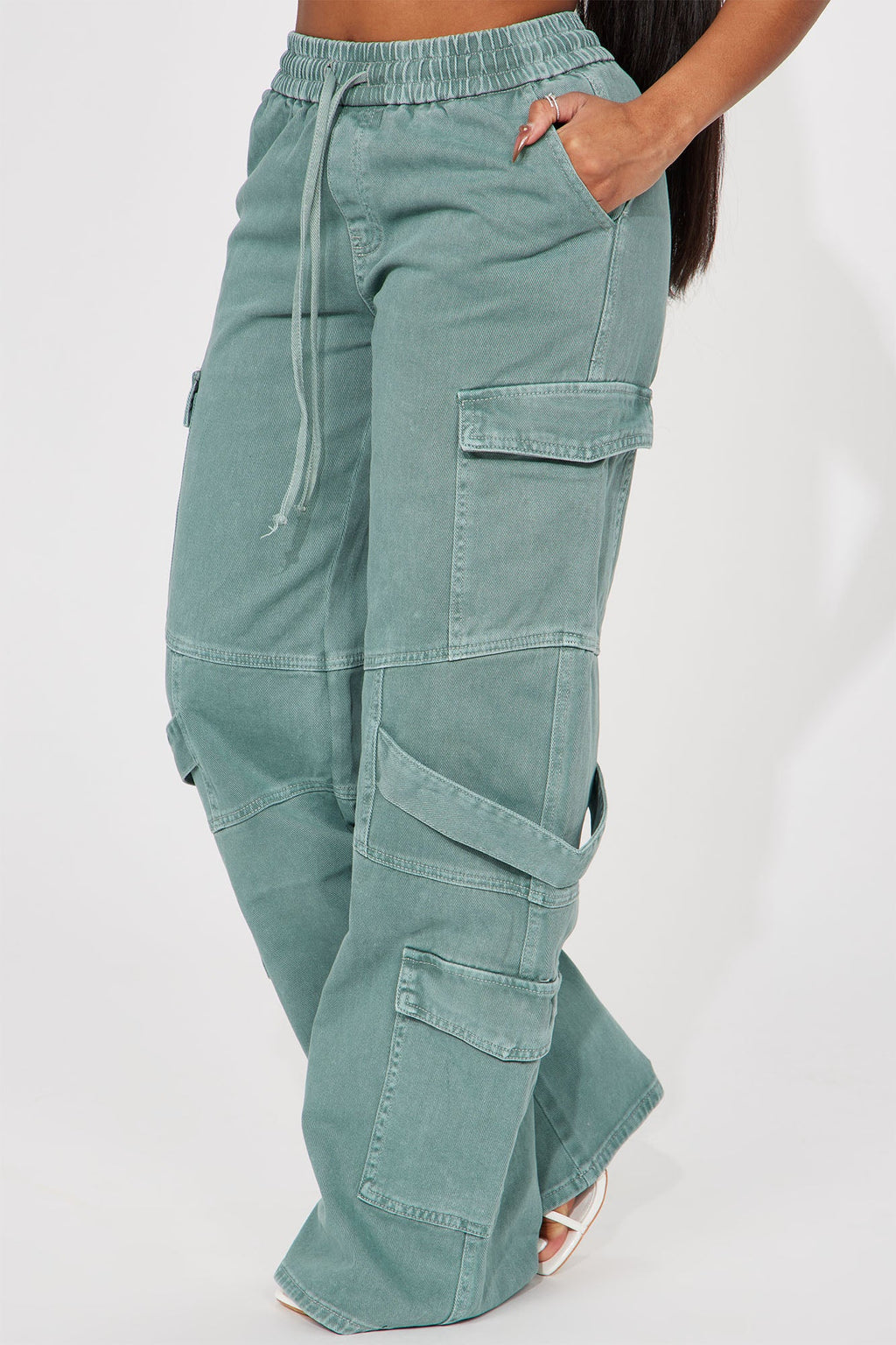 Know What To Do Non Stretch Cargo Jean - Green