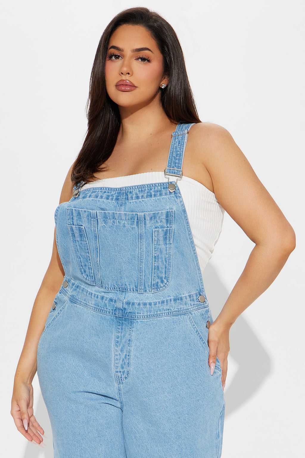 Matching My Energy Wide Leg Overalls - Medium Wash
